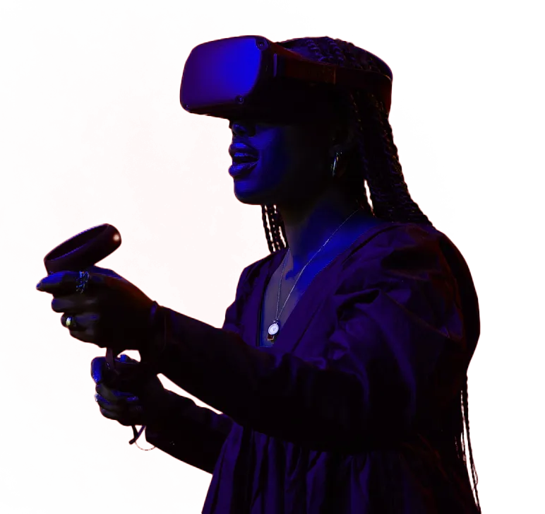 Woman wearing a VR headset